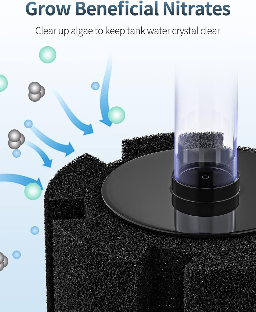 Pawfly Aquarium Large Bio Sponge Filter Quiet Betta Fry Shrimp and Fish Foam Filter with Nano Air Stone for Large Fish Tanks up to 150 Gallons
