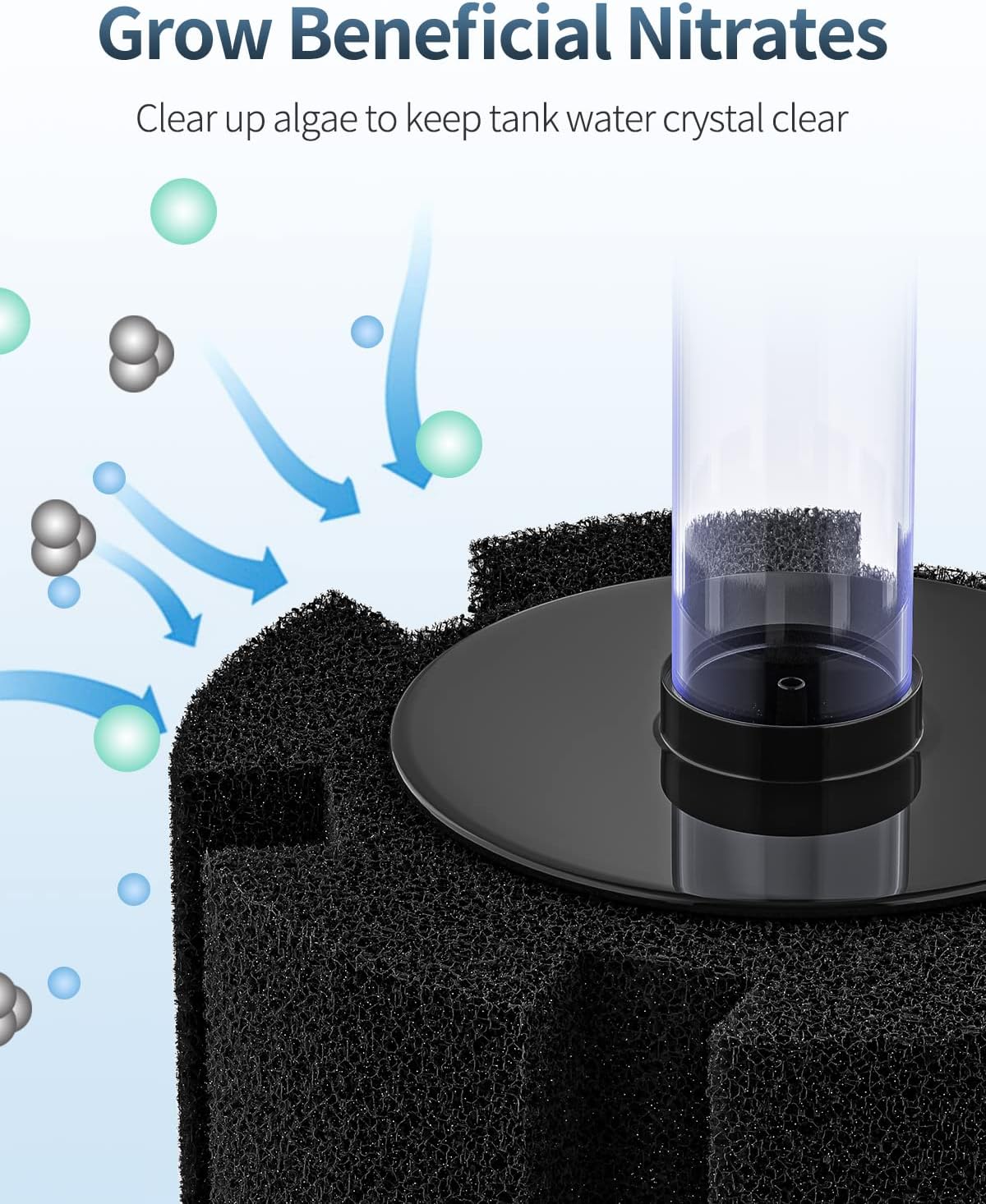 Pawfly Aquarium Large Bio Sponge Filter Quiet Betta Fry Shrimp and Fish Foam Filter with Nano Air Stone for Large Fish Tanks up to 150 Gallons