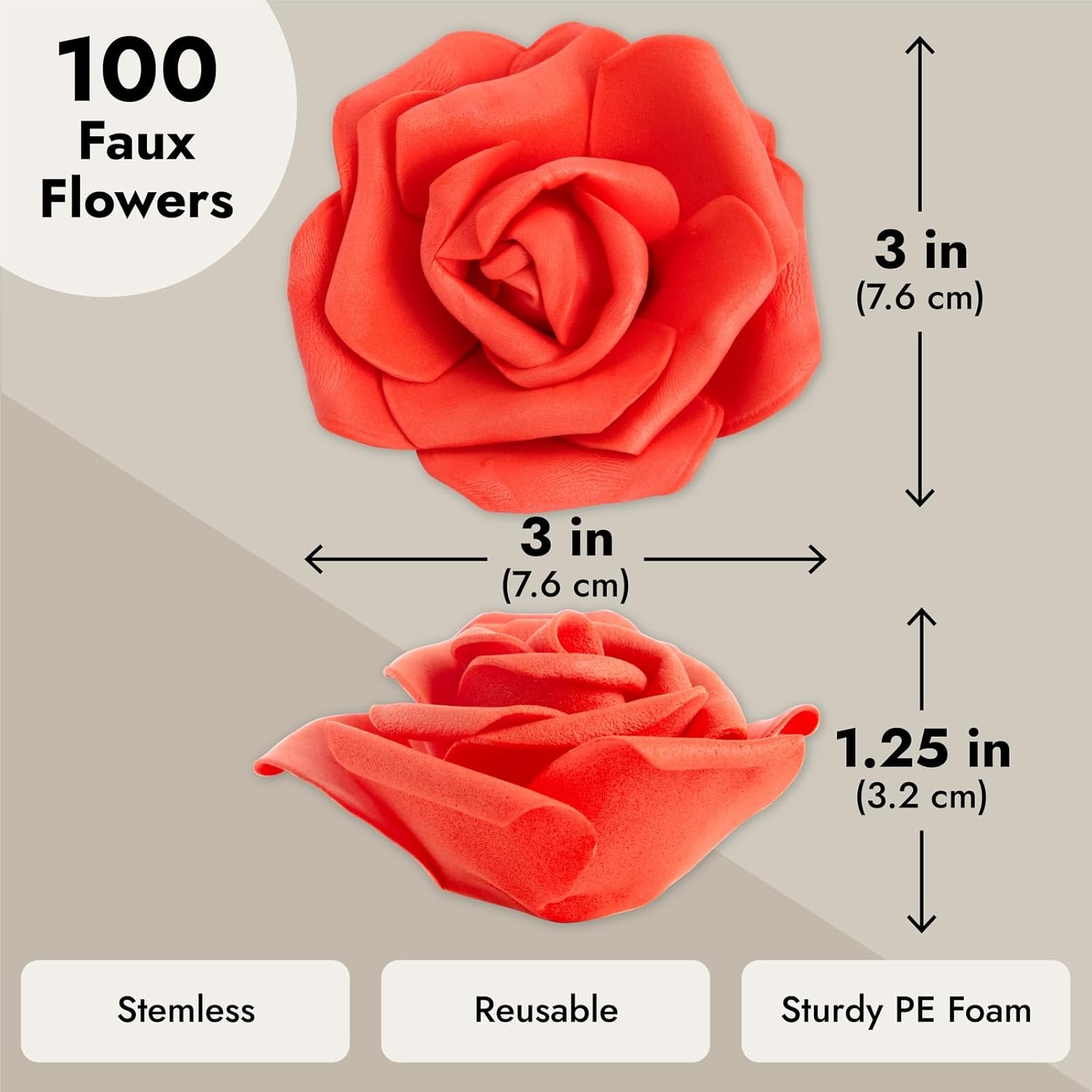 Juvale Artificial Carnations - Wedding Decor & Centerpiece Table Decorations - Artificial Flowers Bulk & Bridal Bouquet - Faux Flowers for Vase & Floral Decorations - 100 Pack, 3 in Dia, Red