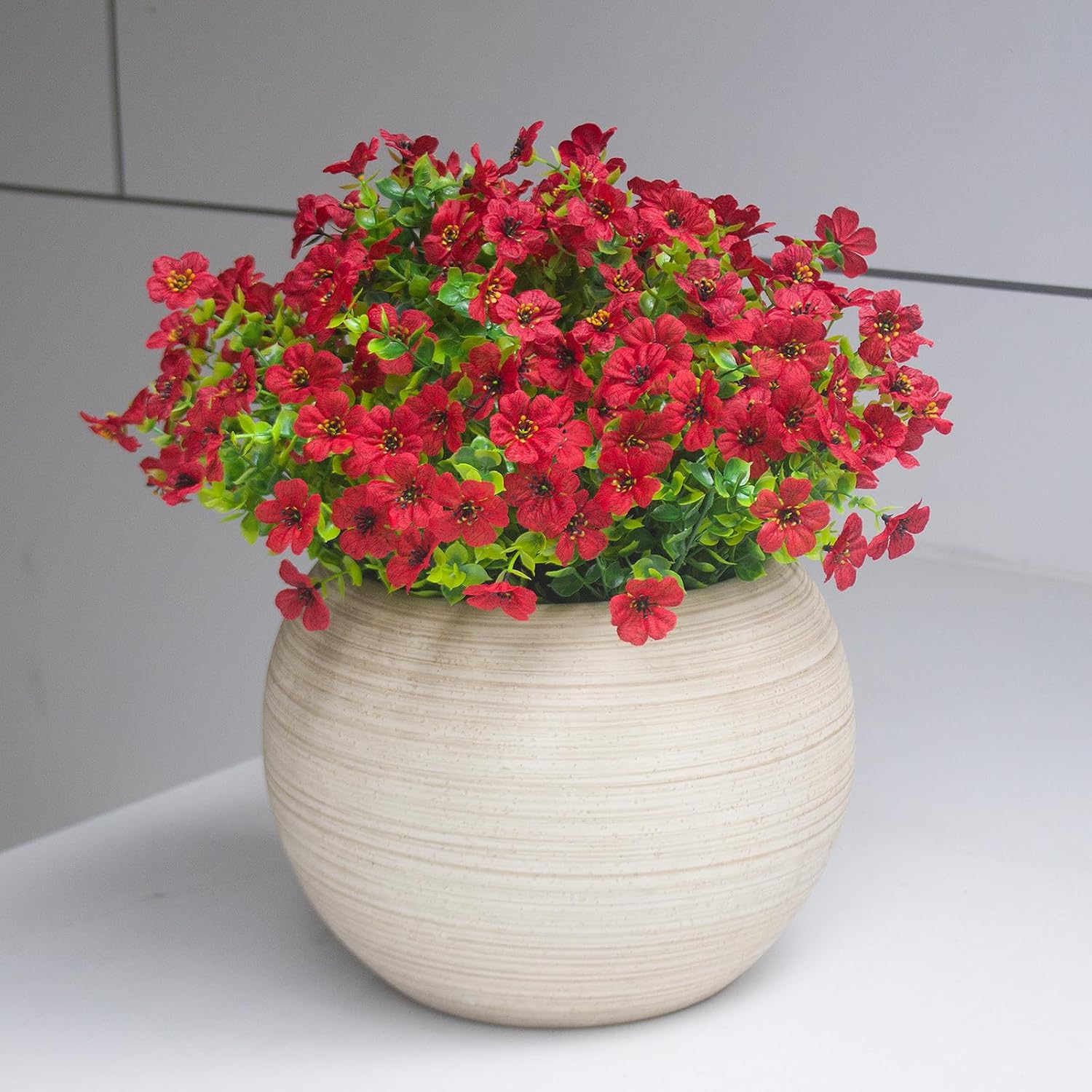 Red Artificial Outdoor Flowers 12 Bundles Silk Fake Daisy Plants Outside Realistic Garden Decor for Patio, Yard, and Landscaping (Red Daisy)