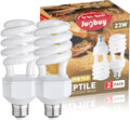UVB Reptile Light Bulb 10.0, 23W UV Spiral Compact Florescent Terrarium Lamp Ideal for Desert Reptiles Bearded Dragons Lizard Tortoise Iguanas Chameleons Snake - 2 Pack