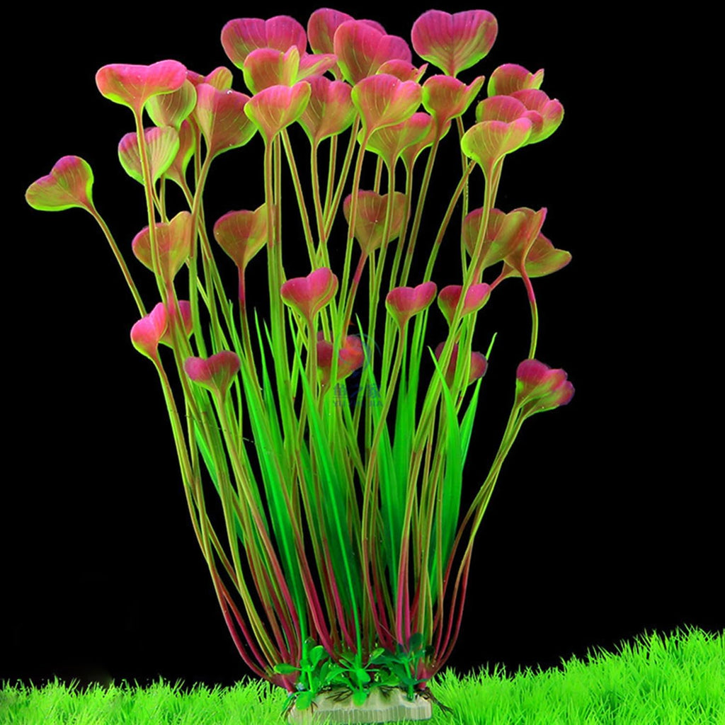 Maxmoral 2PCS 16 Inch Aquarium Artificial Plastic Plant Decorations Ceramic Base Fish Tank Scenery Crafts Pet Supplies