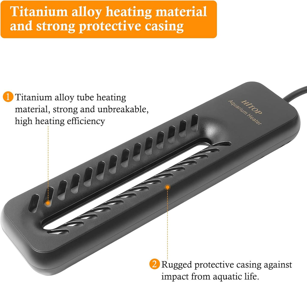 HITOP 1000W Digital Aquarium Heater: Titanium Fish Tank Heater with Temperature Control Device, Submersible Heater for Freshwater/seawater up to 300 Gallon