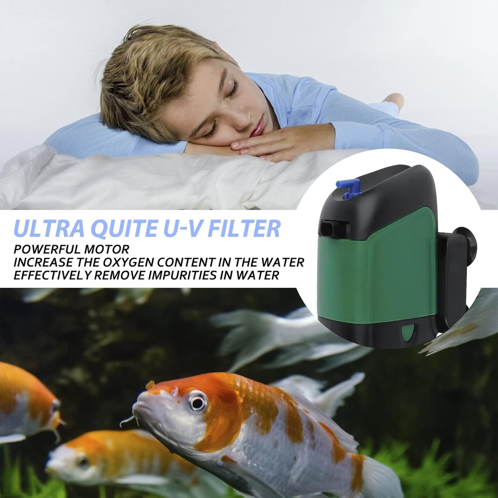 FREESEA Aquarium Power Filter Pump: 5 Watt Internal Filter Increase Oxygen 4 in 1 Pump | 132 GPH for Up to 150 Gallon