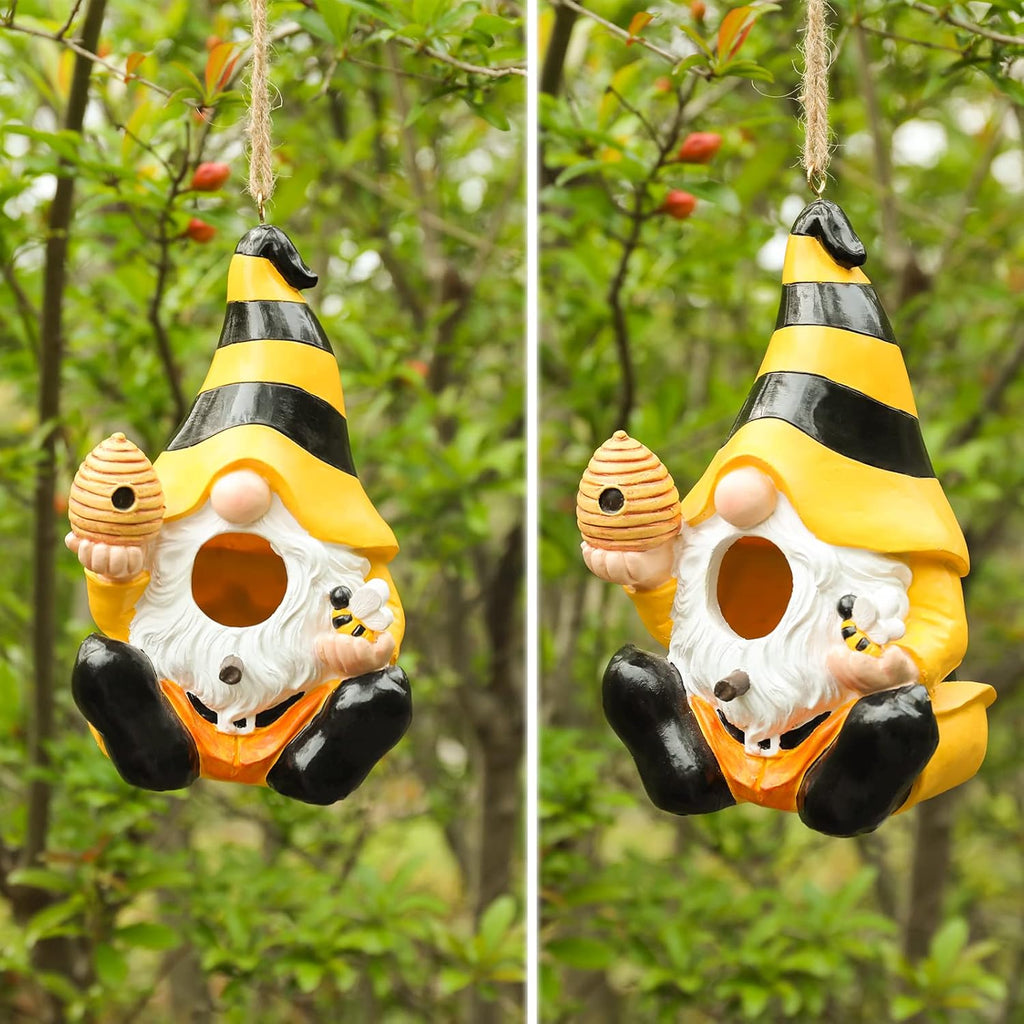 Yinns Resin Bird House, Birdhouses for Outdoors, Decorative Bird Houses, Hanging Funny Gnomes Birdhouse for Outside Garden Decor