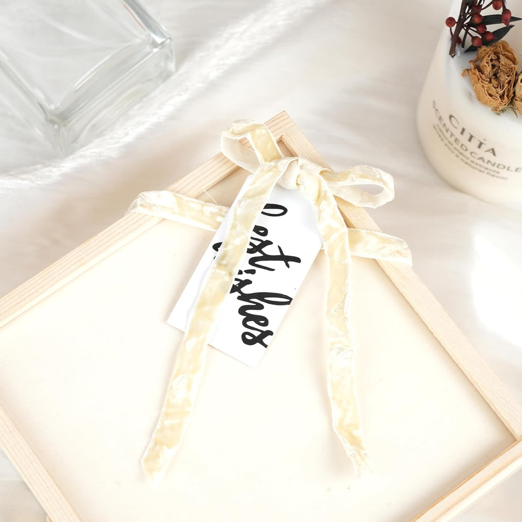 MAYREEL Ivory Crushed Velvet Ribbon 3/8 Inch Thin Light Cream Vintage Ribbon for Flower Bouquet Gift Wrapping Wedding Invitations Crafts Christmas Decorations Party 25 Yards