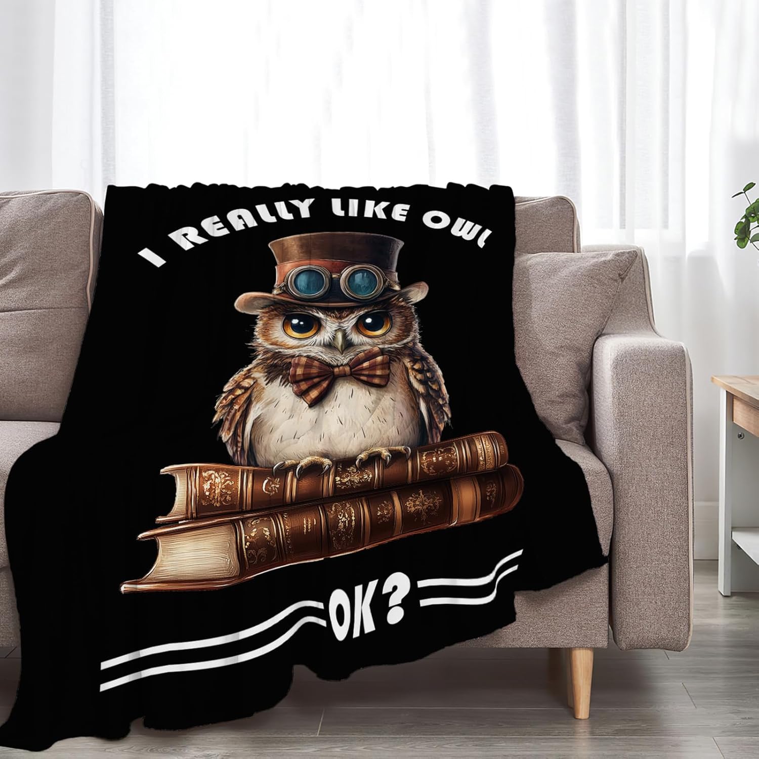 Owl Blanket Book Throw Blankets Funny Gifts for Girls Boys Kids Soft Cozy Fleece Plush for Couch Sofa Bed 60"x50"