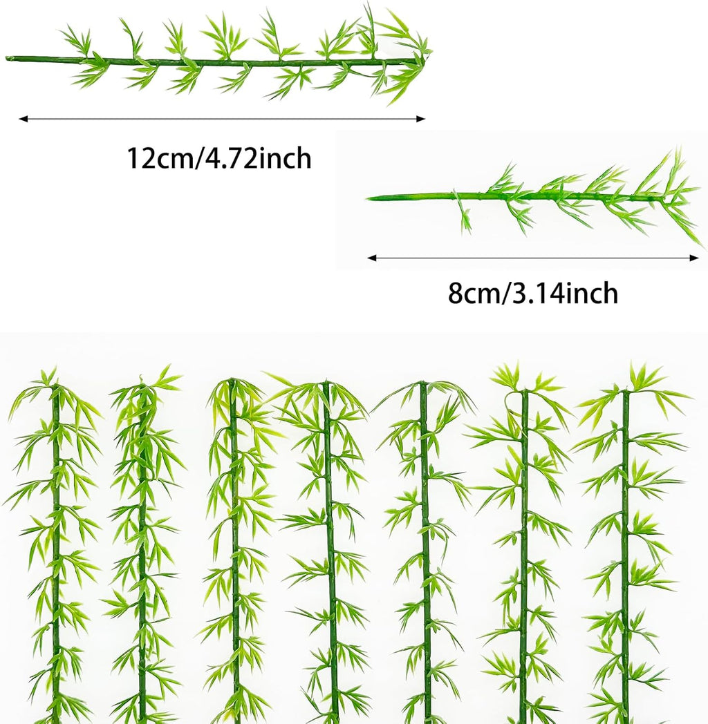 Woohome Miniature Bamboo Trees, Green Plastic Bamboo Trees for Home Miniature Landscape Landform Diorama Project (100PCS)
