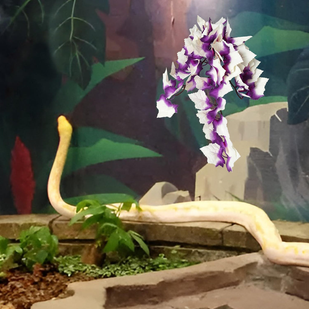 Dsoar Aquarium Artificial Plant Reptiles Plants with Suction Cup for Terrarium Fish Tank Landscape Decoration Hanging Silk Purple Leaves Plants