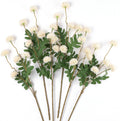 mizii 6Pcs Beige Fake Silk Pompon Mum Artificial Flowers Bulk Small Faux Chrysanthemums with Stems Floral Decorations for Wedding DIY Bouquet Centerpieces Shower Vase Home Decor (Bright Beige)