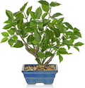 Fake Plants Small Artificial Plants Indoor 15.3" Fake Potted Plants Realistic Faux House Topiary Plants with Blue Ceramic Pot for Home Office Bathroom Kitchen Farmhouse Table Centerpieces Shelf Decor