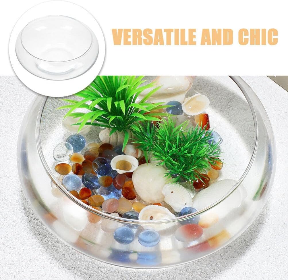 Milisten Glass Vase Bowl, Wide Mouth Flower Vase Round Terrarium Glass Hydroponic Planter Floral Container Clear Fish Bowl Succulents Pot Table Centerpiece 18cm
