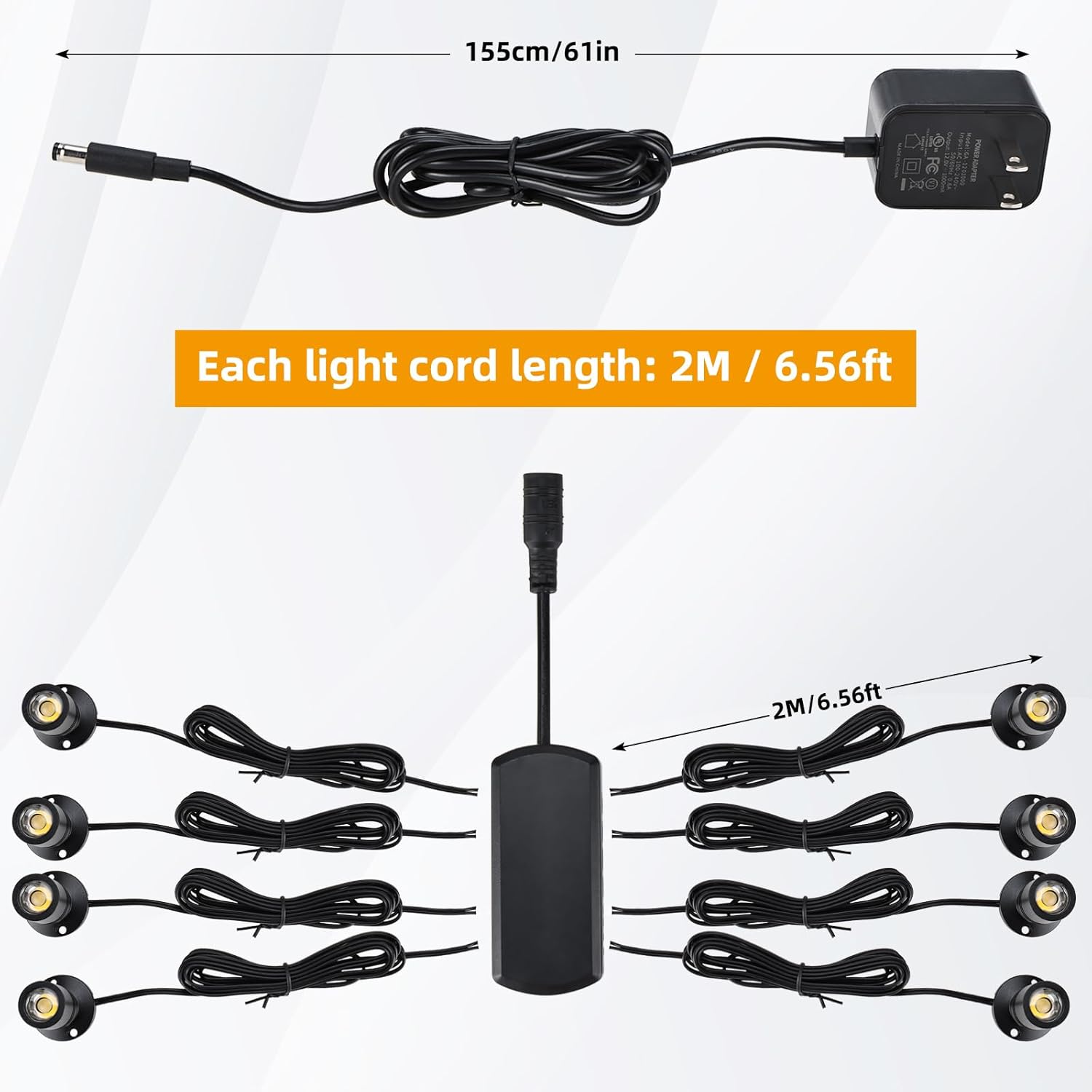 YaeCCC Dimmable LED Mini Spotlight Jewelry Showcase Display Lights Black Shell Surface Mount (Pack-8,Warm White 3000k)