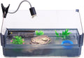 Large Turtle Tank Kit for Aquatic Turtles – Complete Starter Habitat with Filter, UVB Lamp, Basking Platform, Plants, Feeding Ring – Turtle Aquarium Kit (Black)