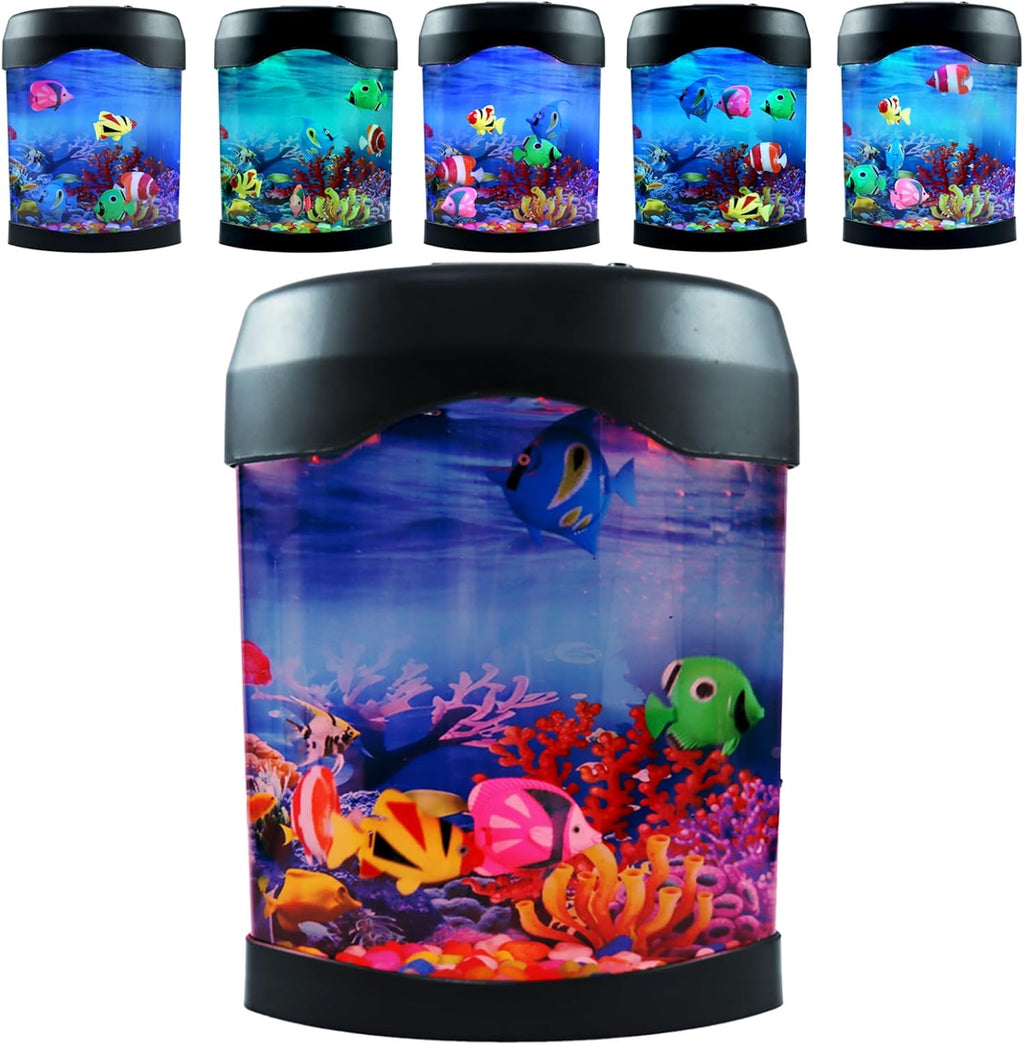 Toycol Fake Fish Lamp, Mini Aquarium Light with 6-Color Changing, 5 Fake Fish Table Lamp, Aesthetic & Safety & Humanization, Decor for Home Office Party, Great Gifts for Kids and Adults