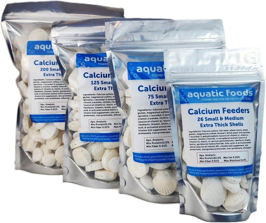 Aquatic Foods Inc. Calcium Feeder Small & Medium Shells. Extra Thick Shells for Shrimp, Snails, Crabs, Crayfish, Hermit Crabs and All Tropical Fish…200 Count Bag