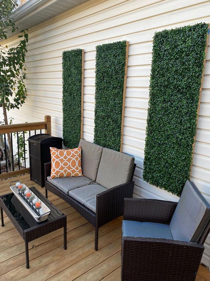 Artificial Boxwood Hedge Wall Panel, Green, UV Protected Privacy Screen, Faux Plant Garden Decor for Indoor Outdoor