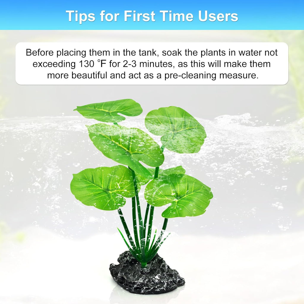 Artificial Fish Tank Decorations Plants, Aquarium Decor Plant Plastic Realistic Silk Plants for Fish Tank Leaf Pad Hammock for Small Tank, Goldfish, Reptiles
