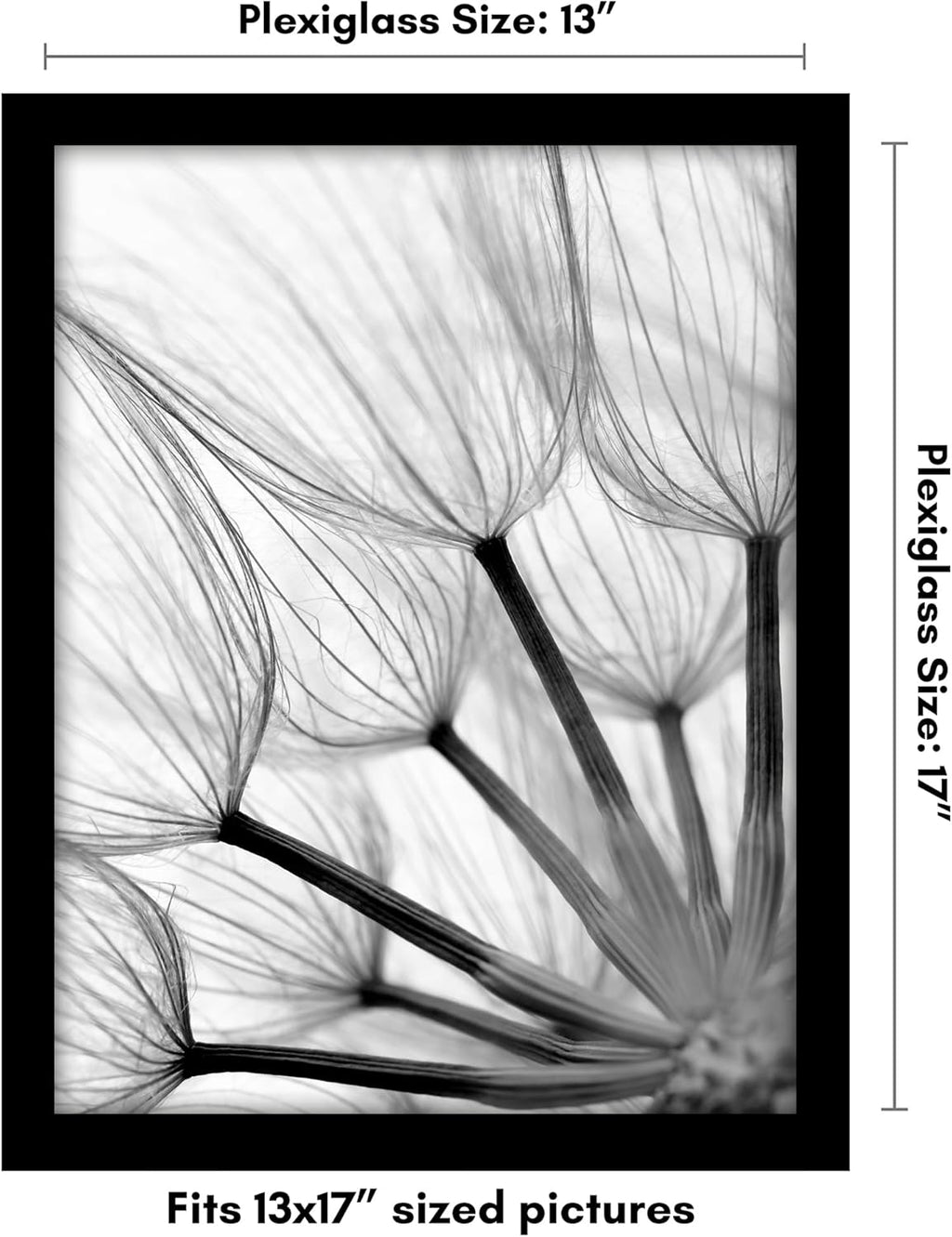 Americanflat 13x17 Picture Frame with Polished Plexiglass - Black Picture Frame - Wide Photo Frames Made of Engineered Wood for Vertical or Horizontal Wall Display - Epic Collection - Black