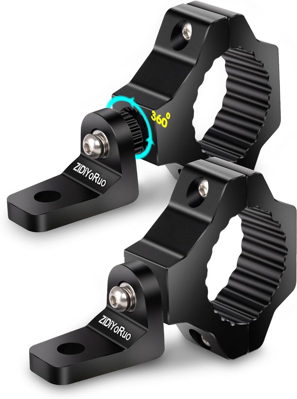 360 Light Mounts for UTV - 1.75"-2" Roll Bars, Aluminum Alloy Brackets Mounting Fog, Driving LED Lights for UTV/ATV/Jeep/Truck - 2pcs