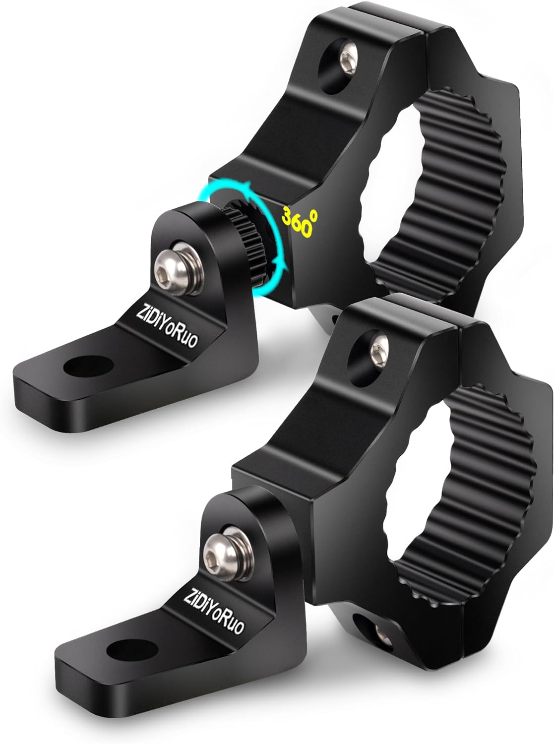 360 Light Mounts for UTV - 1.75"-2" Roll Bars, Aluminum Alloy Brackets Mounting Fog, Driving LED Lights for UTV/ATV/Jeep/Truck - 2pcs