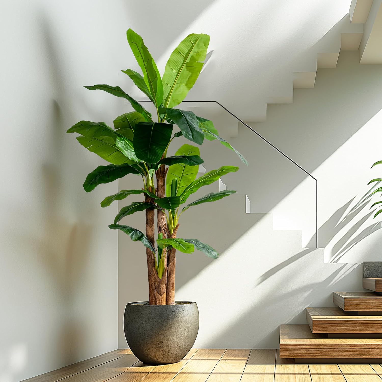 8.2FT Artificial Banana Tree Tall Fake Banana Leaf Plant Faux Banana Silk Tree Faux Banana Leaves for Home Swimming Pool Indoor Outdoor Patio Tropical Decor