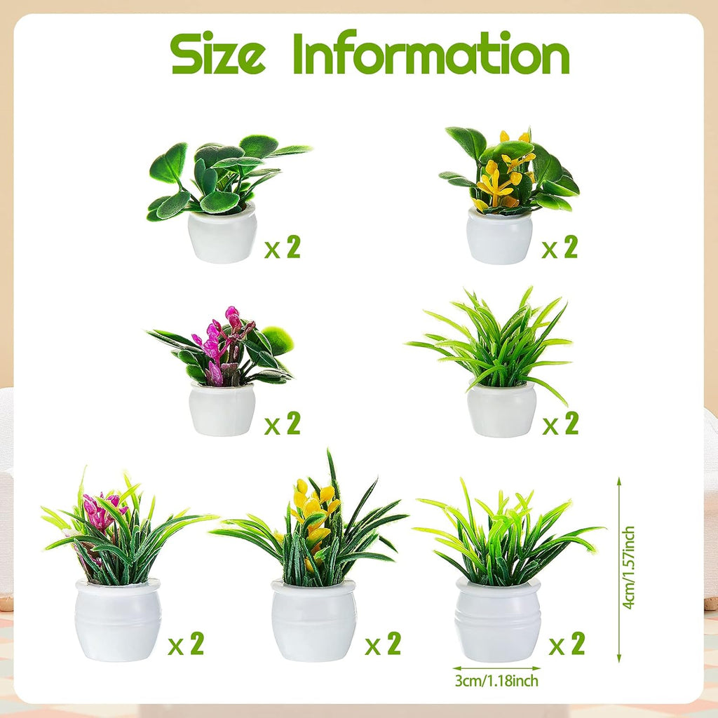 Skylety 14 Pcs Miniature Fake Plants Dollhouse Miniature Flowers for Crafts Mini Faux Plants and Flower Bulk for Doll House Landscaping Bonsai Ornament Crafts(Classic Style)