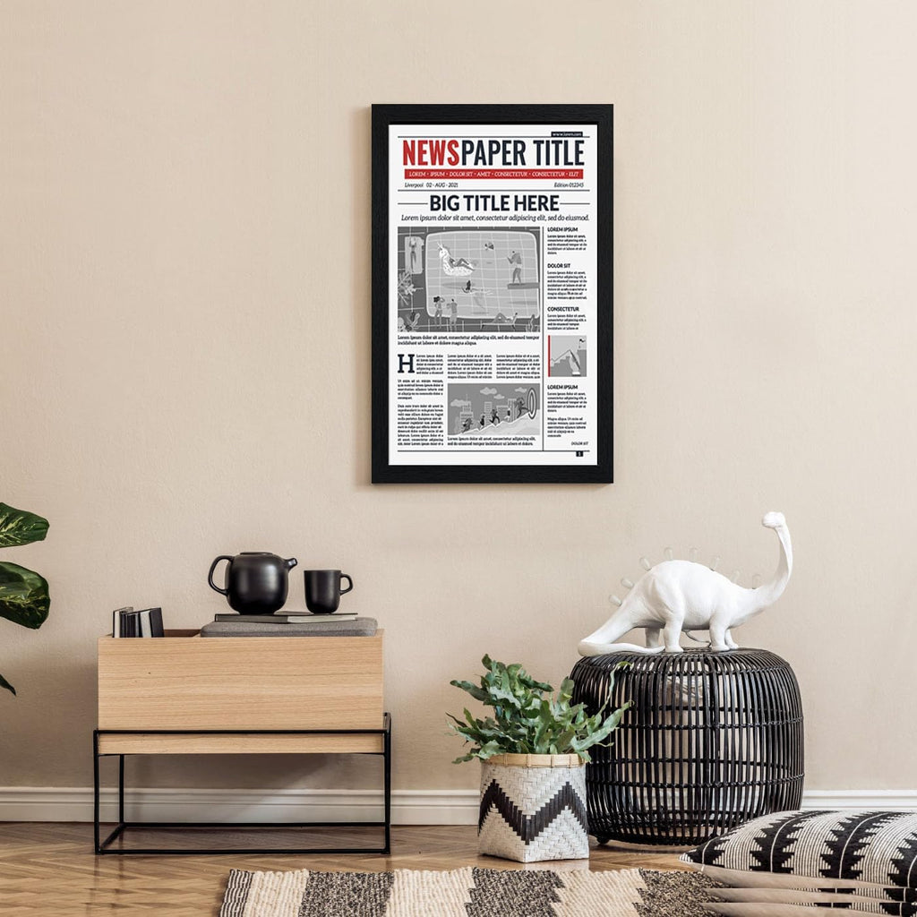 11x22 Picture Frame 5 Pack- Newspaper Frame for Assorted Media and News Articles-11x22 Wooden Frame with Plexiglass,Decorate Home and Office with Large Paintings -Fits Most Standard Newspapers