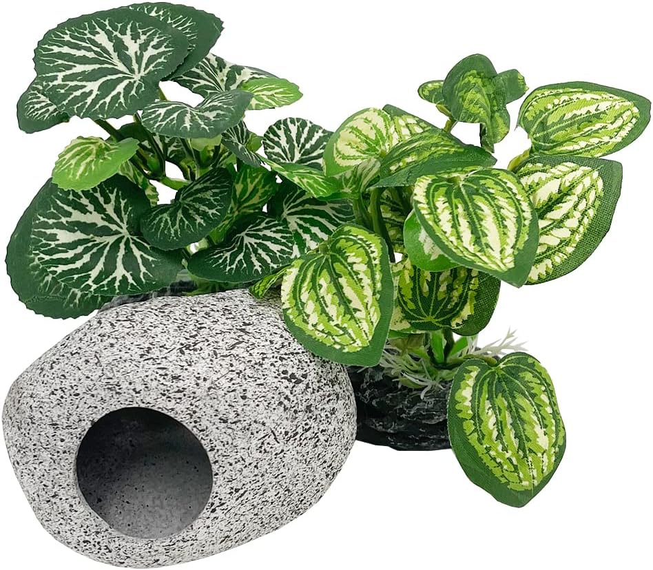 Smoothedo-Pets Aquarium Plants Betta Fish Tank Decorations 4inch/2pcs Soft Silk Artificial Plant Goldfish Waterscape Fish Hides Snake Tank/Reptiles Plants (B-3pcs Set)