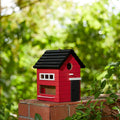 Glitzhome Hanging Bird House for Outside,10.25" H Modern Hand Painted Wooden Bird Houses for Outdoors, Functional and Decorative Bluebird Birdhouses Outdoor Garden Birdhouse, Red