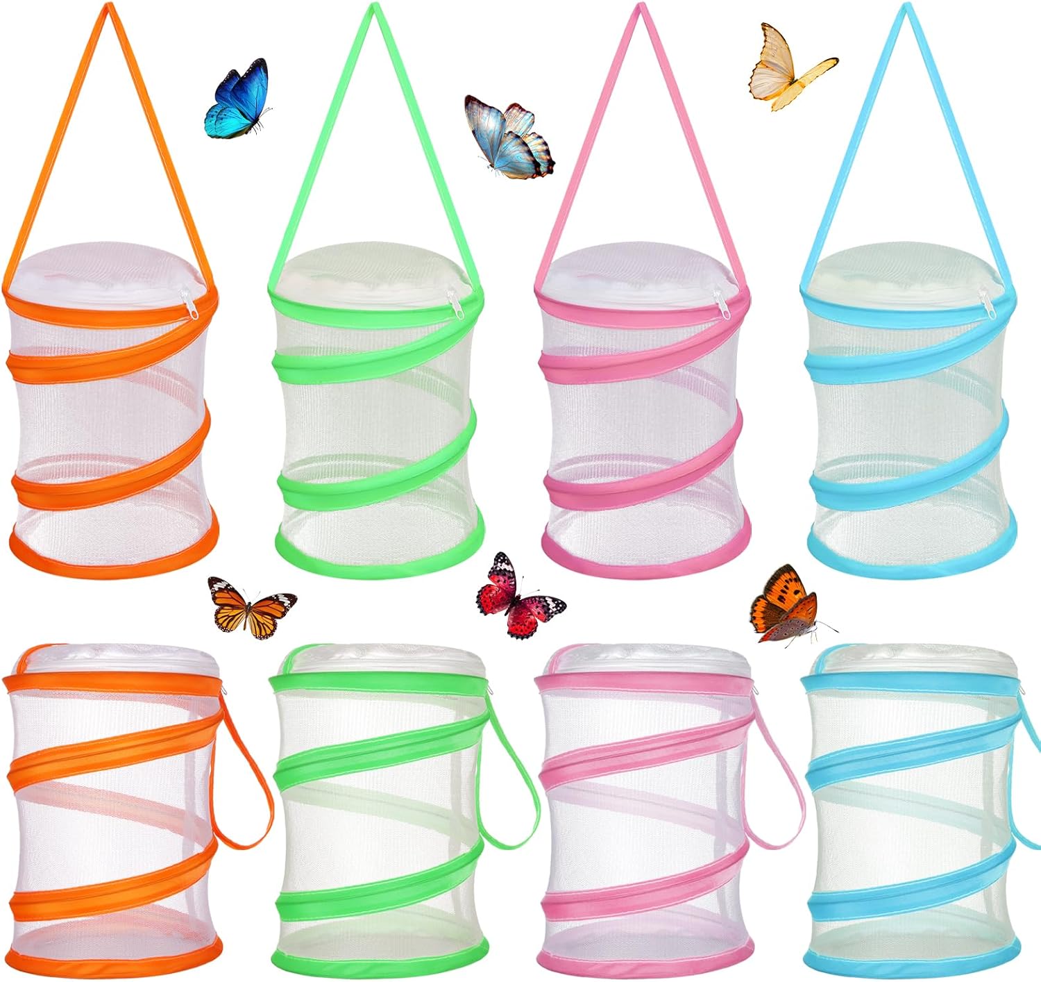 Mini Butterfly Habitat Cage Butterfly Growing Kit Bulk Butterfly Cage Mini Butterfly Net Habitat Clear Container Terrarium Mesh Enclosure Collapsible Insect Mesh Cage with Zipper (Multi)