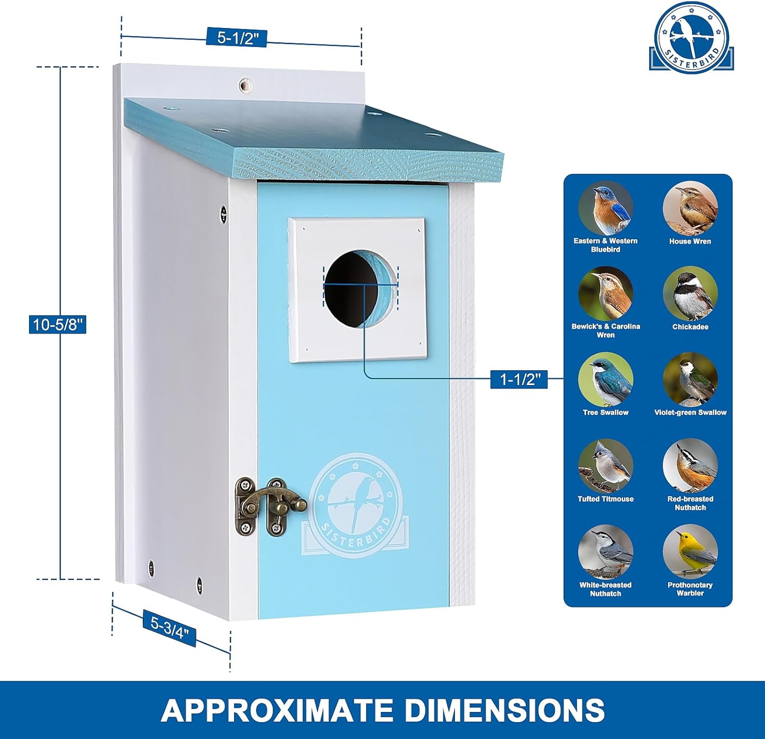 Bird Houses for Outside, Ice Blue Bird House, Bluebird Houses for Outside, Garden Decoration Birdhouses for Outdoors, Bluebird Finch Swallow Wren Chickadee