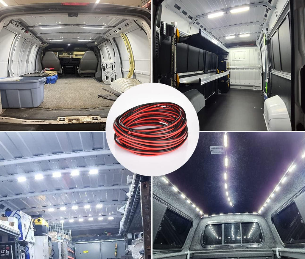 RV Light Extension Cable Wire Cord for Led Interior Light Bar Strip Lights, 66ft 22awg Wires for RV Camper Motorhome Travel Trailer Cargo Van Cabinet Ceiling Dome Awning Porch underglow Light