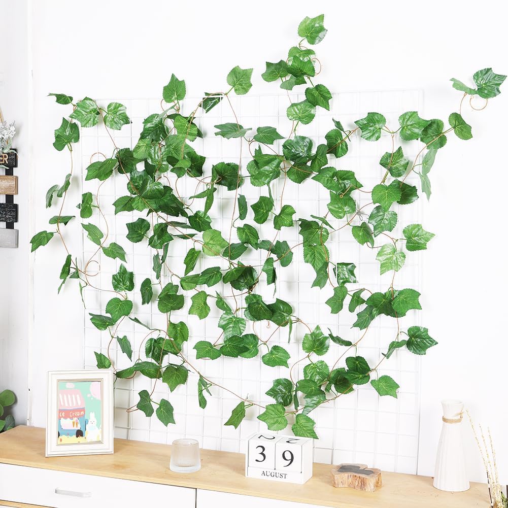 Elegant 38 Ft Autumn Artificial Grape Leaf Garland - 5 Strands, Highly Realistic Fall Decor for Weddings, Home, Parties, & Wall Display
