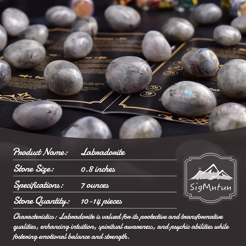 Polished Stone Set Labradorite Crystals, 0.8" Handpicked Tumbled Gemstones Rocks, Pebbles for Reiki, Chakra, Healing, Home Decor
