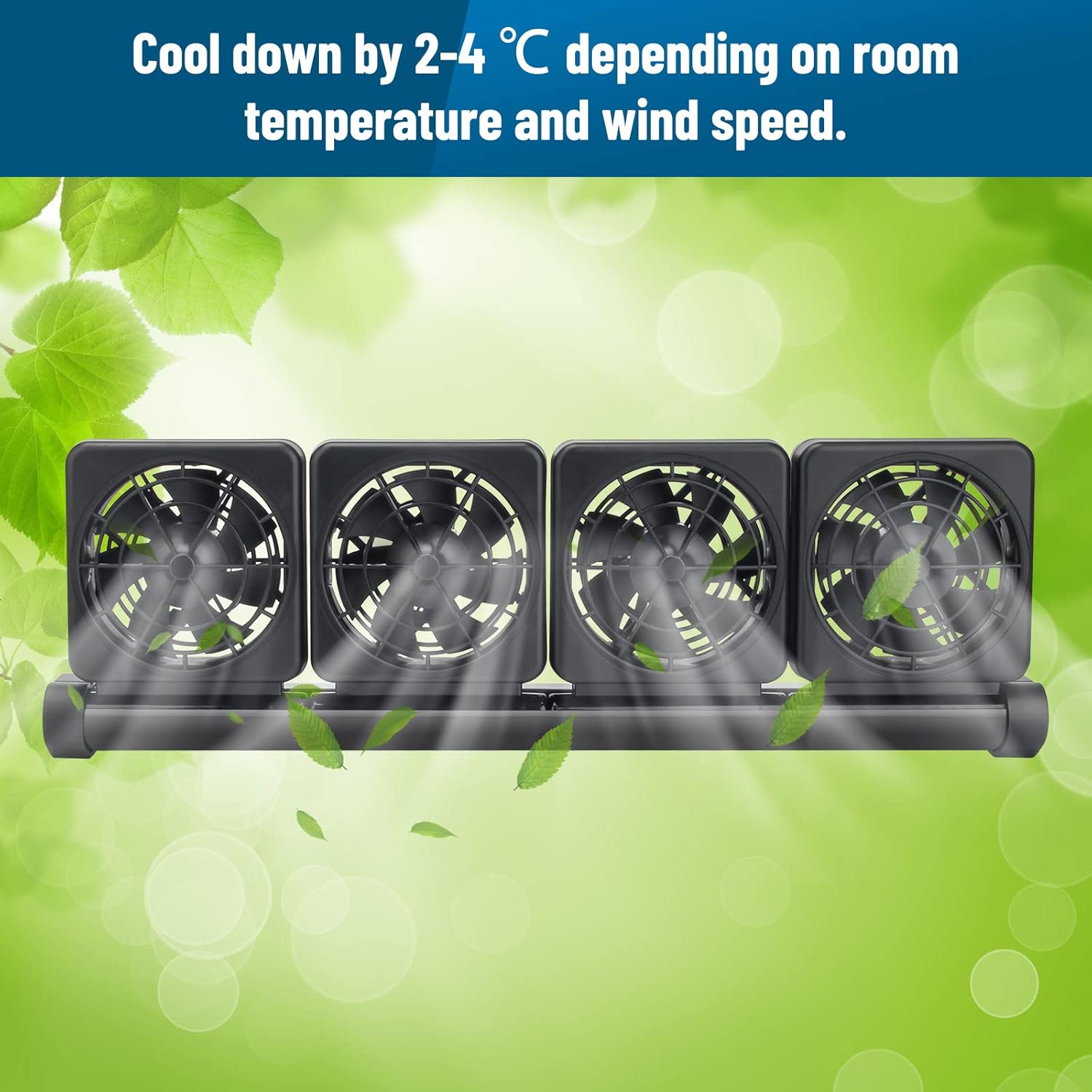 Aquarium Fan 2 3 4 Heads, Aquarium Chillers Cooling Fan Adjustable Fish Tank Cooling Fan with 2 Wind Speed Fan for Water Tank, Aquarium Tank Chiller (4 Head)