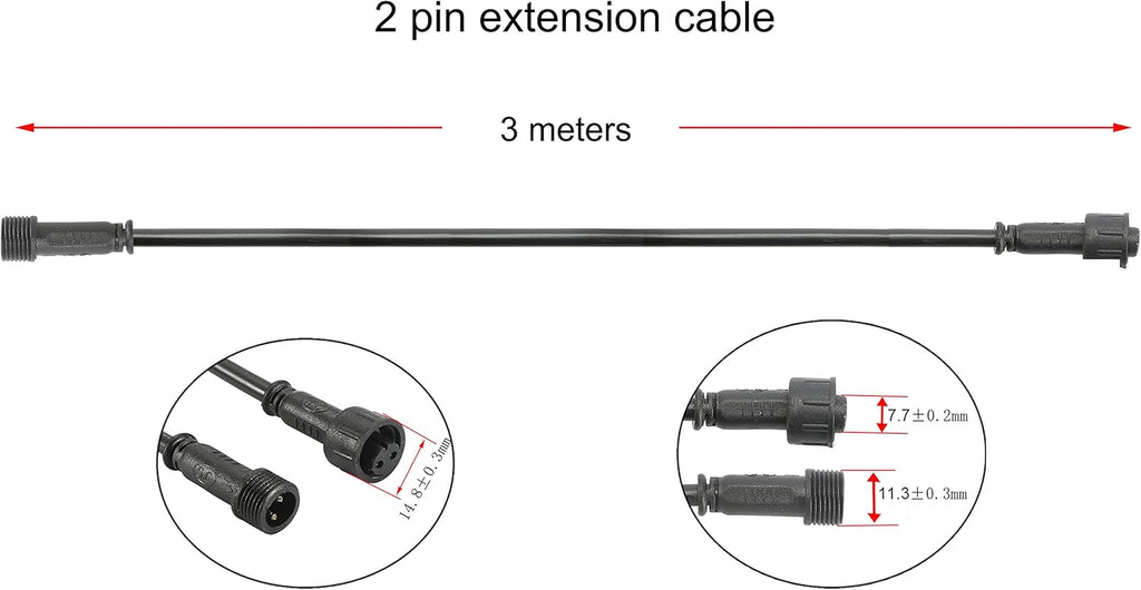Pack of 5, FVTLED 3m 9.84ft 2Pin Extension Cable Wire with Male and Female Connectors at Both Ends Only for FVTLED Single Color LED Deck Light