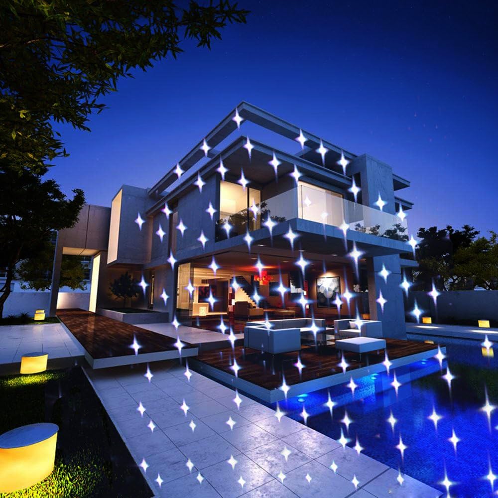 LedMAll Motion Snow Fall Full Spectrum Star Effects 7 Color White Laser Christmas Lights Decorative Lights Remote Control