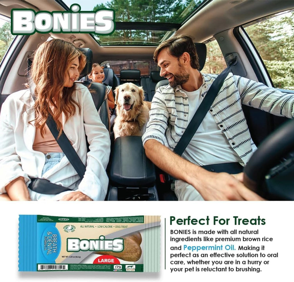 Bonies Natural Breath and Dental Formula Small-Sized Single Bone - All-Natural Ingredients, Fresh Breath, Cleans Teeth, Low Calories, Chicken Flavor, Small Dog, 1 Bone
