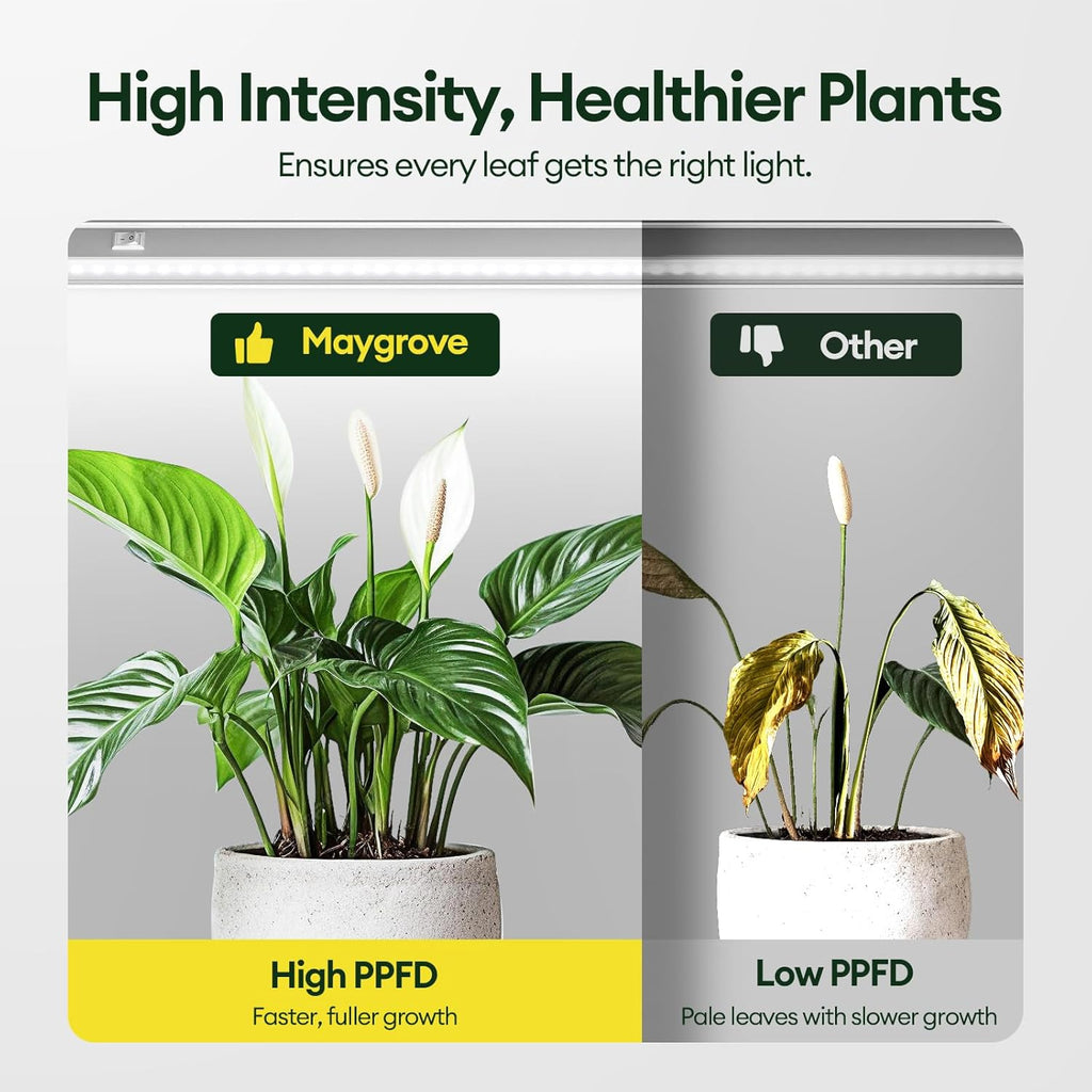 Grow Lights for Indoor Plants 2FT, Sun-Like Full Spectrum 5000K Grow Light, 60W(4 x 15W), T5 LED Grow Light Strips for Indoor Plants and Flowers, High PPFD, Linkable, White, 4-Pack