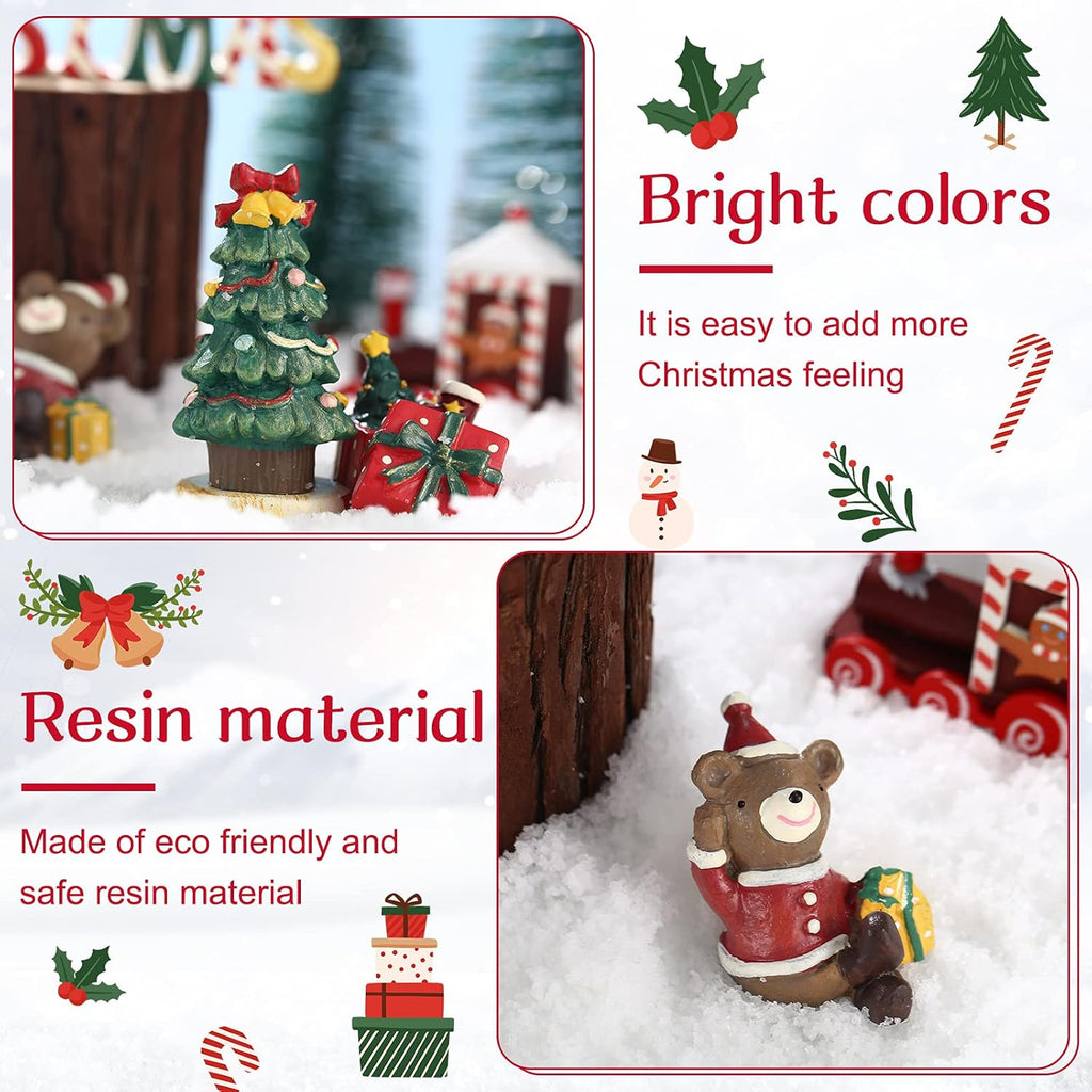 Jetec 9 Pcs Christmas Aquarium Decoration Fish Tank Creative Aquarium Resin Ornament Xmas Series Landscaping Decor Christmas Tree Santa Bear Sled Figurines for Table Desk (Funny Style)
