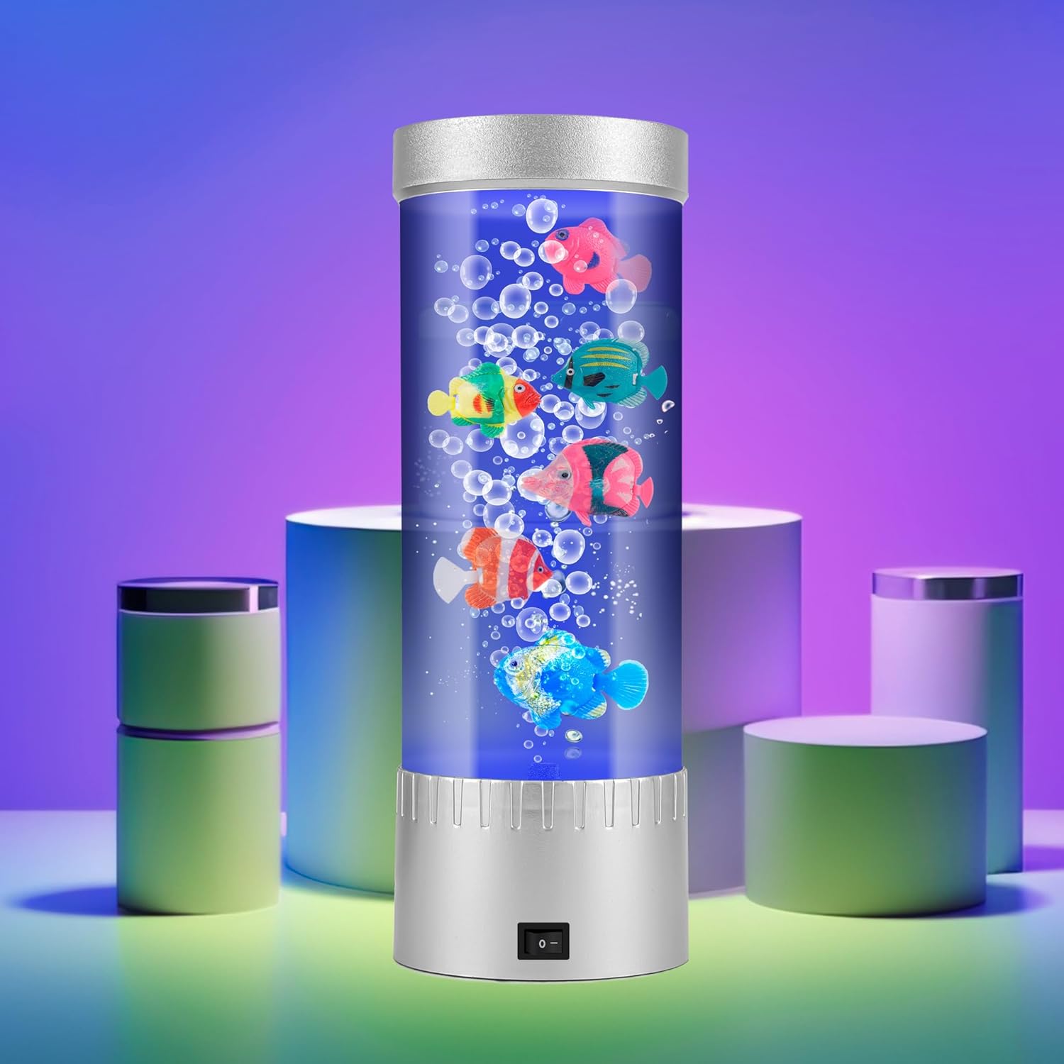 Fish Lamp Aquarium Artificial Fish Tank Bubble Color-Changing Mood Light Decorations for Home Office Decor Great Gifts for Kids