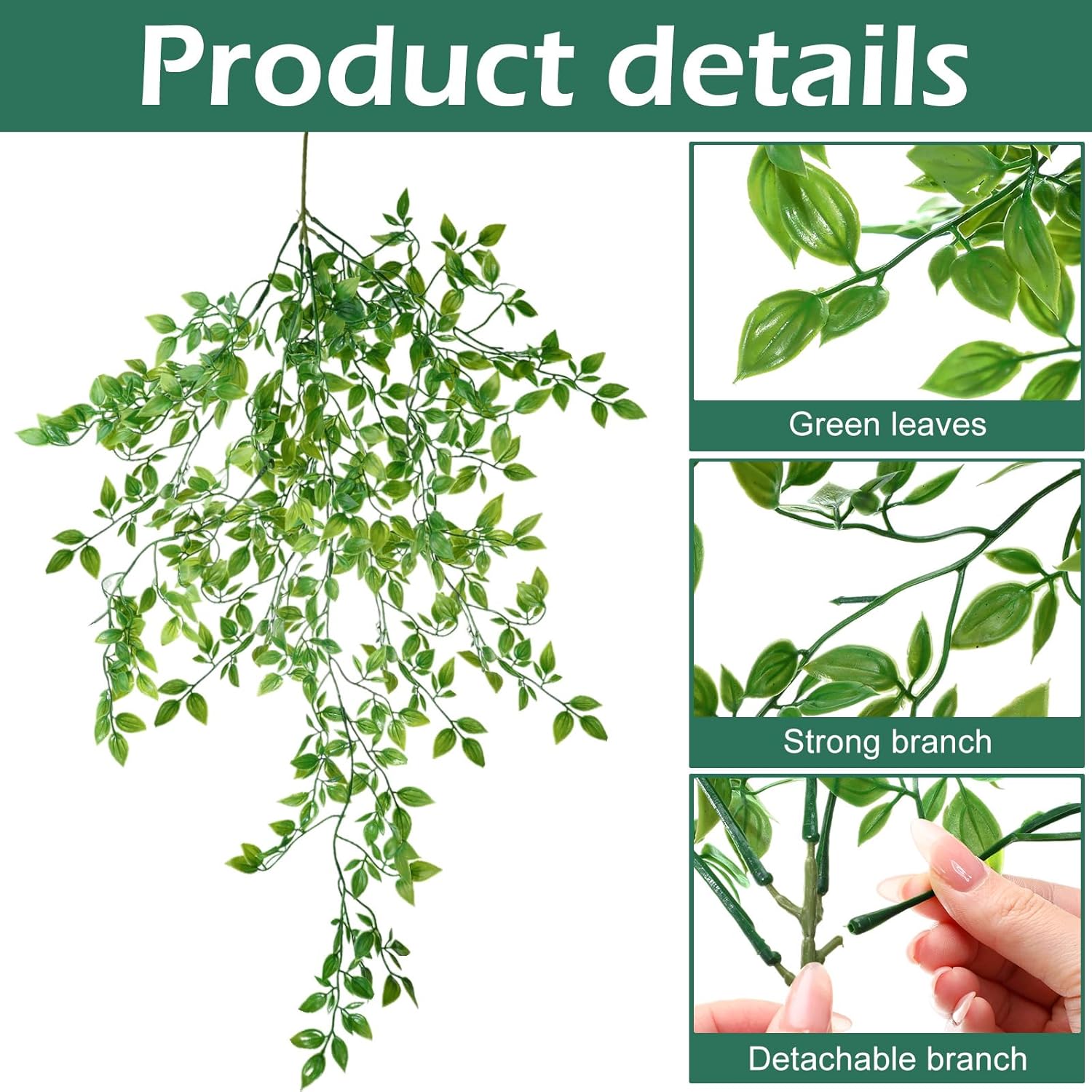 Hoteam 12 Pcs Artificial Hanging Plants 32 Inch Fake Ivy Vines with Fake Leaves Patio Artificial Plants Greenery for Living Room Indoor Outdoor Wall, No Basket (Vine)