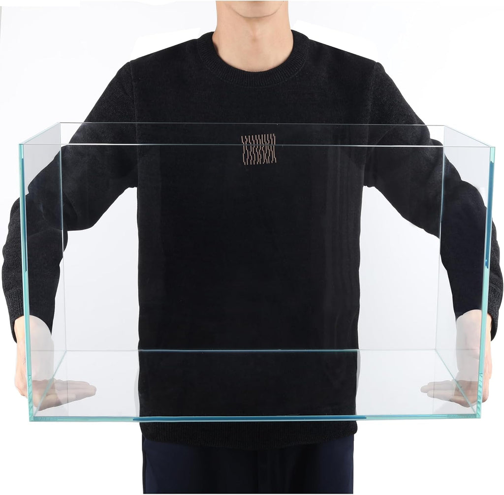 Ultra Clear Rimless Low Iron Glass Aquarium Tank (W23.62×D11.81×H14.17 inch(60x30x36cm)) 6mm Thickness Include Black Leveling Mat