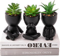 HEYO-YEPY 3PCS Cute Artificial Plant Office Decor for Women and Men, Aesthetic Desk Plant Decor for Office and Home, Potted Small Fake Plants for Indoor Decoration, Black Pots Green Plants