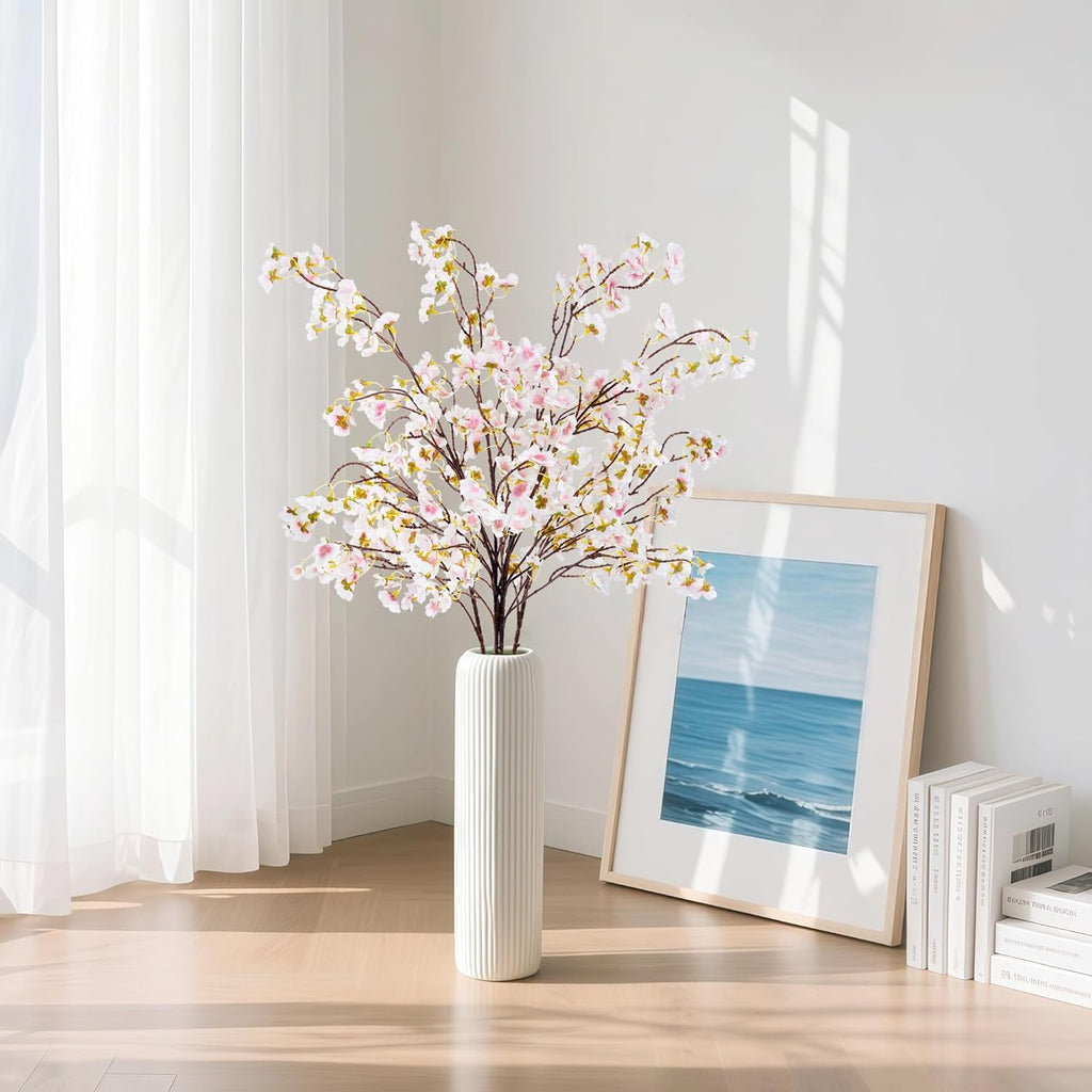 SITUMEIZI Artificial Cherry Blossom Branches Silk 40.58 Inch Faux Cherry Flowers Tall Stems for Home Wedding Bedroom Table Japanese Real Touch Vase Decoration(4Pcs,Pink)
