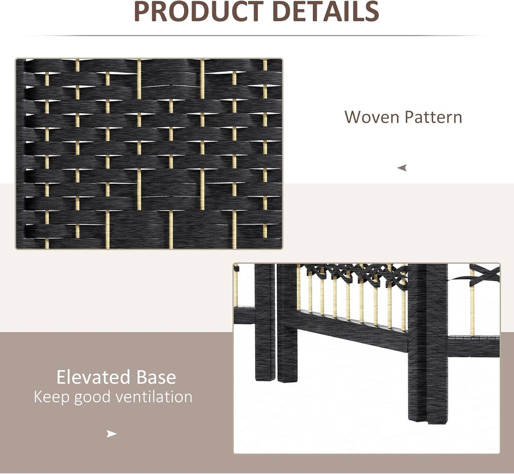HOMCOM 4 Panel Room Divider, Folding Privacy Screen, 5.6' Room Separator, Wave Fiber Freestanding Partition Wall Divider, Black