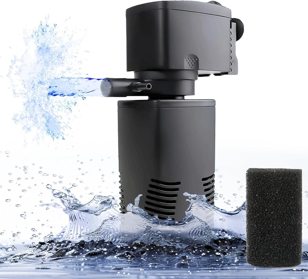 Fish Tank Filter for 15-40 Gallon Tank, 160 GPH Crystal Clear Powerful Internal Aquarium Filters Submersible Pump& Filter System for Fish Tank & Turtle Tank