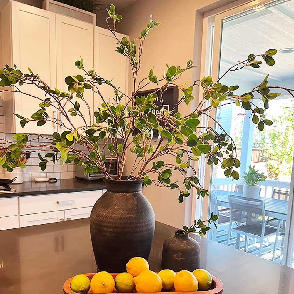3pcs Faux Stems Artificial Branches for Vase Artificial Stems Artificial Greenery Stems Faux Green Stems Artificial Eucalytus Branches Fake Stems(42"/Each Branch)