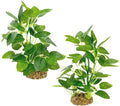 Silk Aquarium Plants (2-Pack) 9.8 Inch Artificial Plastic Fish Tank Decor, Small to Medium Size Aquarium Decorations, Safe Green Plants for Freshwater Tanks